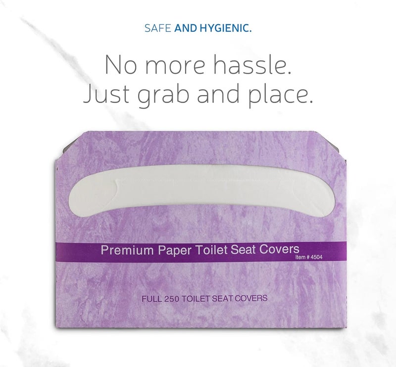EZPULL EZbrnd Premium Half-Fold Toilet Seat Cover Paper, White, Pack of 4 x 250 Sheet - Image 4